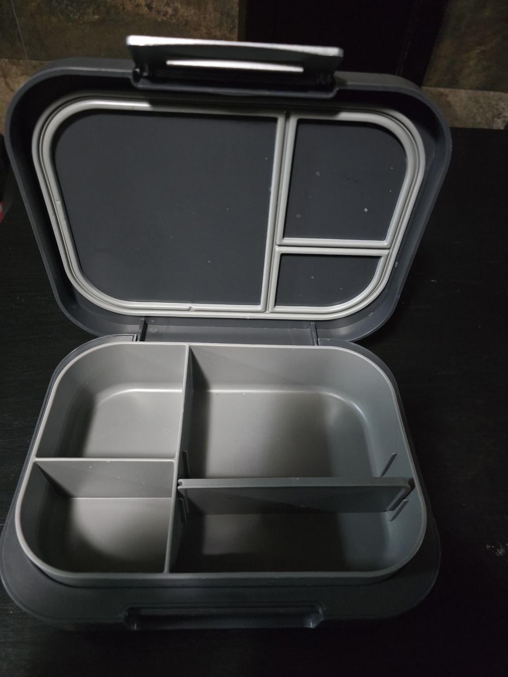 Gray Multi-Compartment Food Storage Lunch Box
